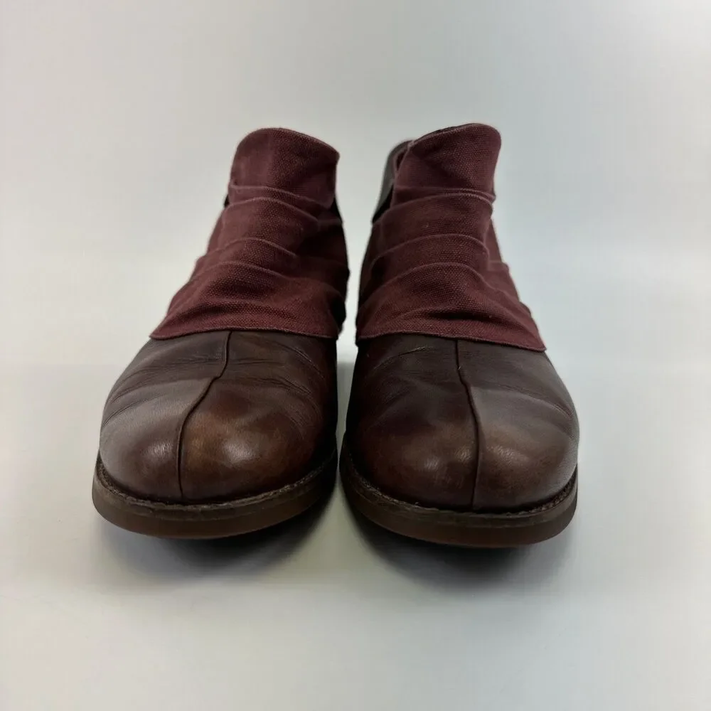 Merrell Adaline Bluff Bootie Maroon Leather Ruched Ankle Pull On Boot Womens 8.5